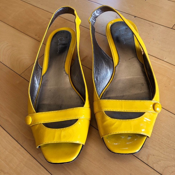 Super cute Cole Haan yellow kitten heels!